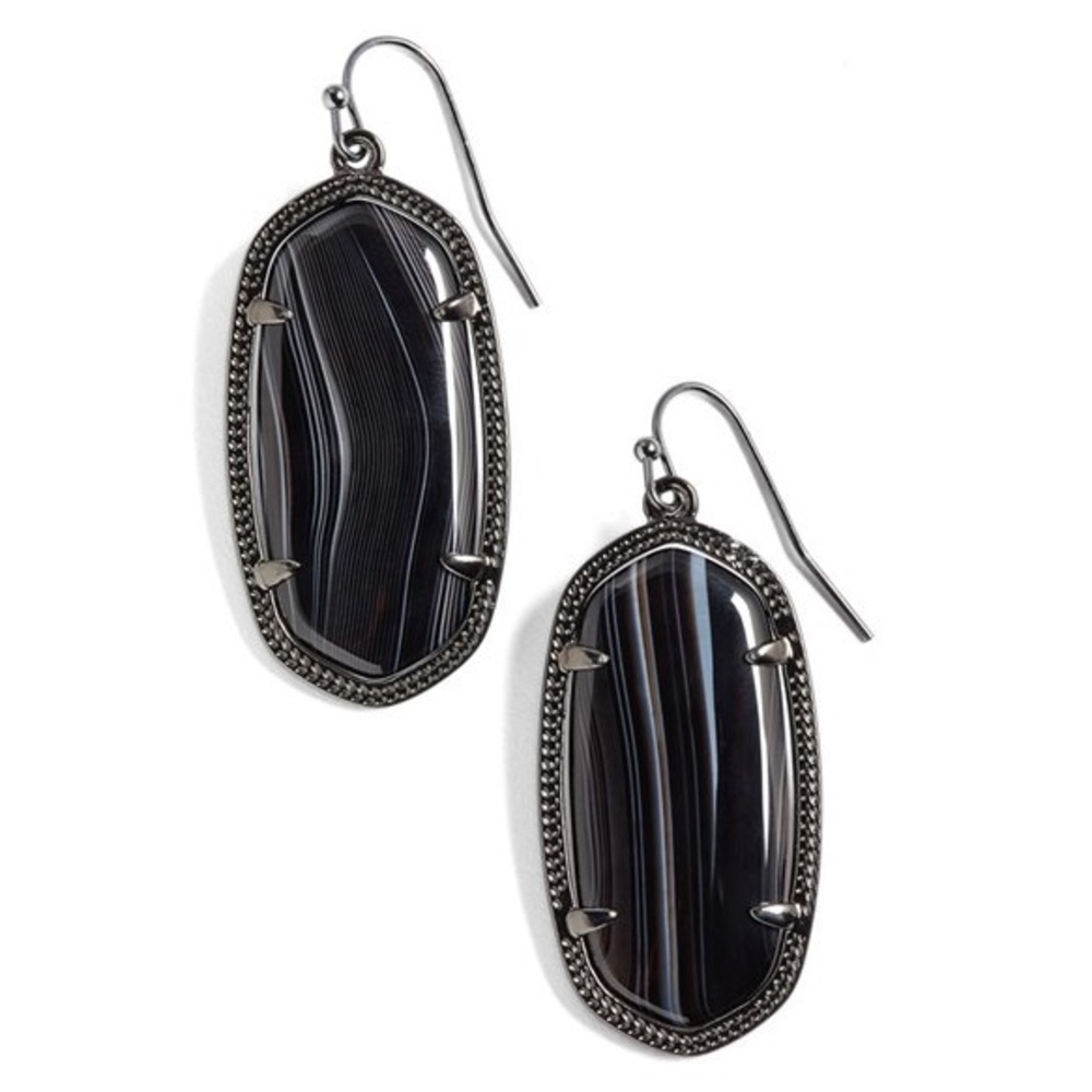 Kendra Scott Elle Black Banded Agate Earrings